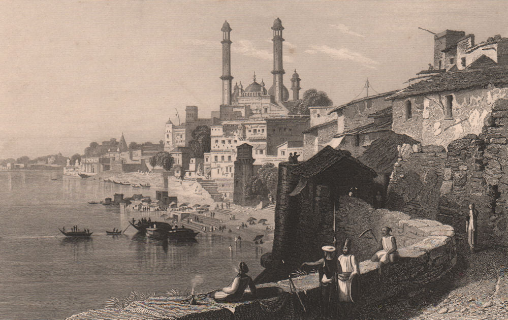 BRITISH INDIA. The City of Benares (Varanasi)  1858 old antique print picture